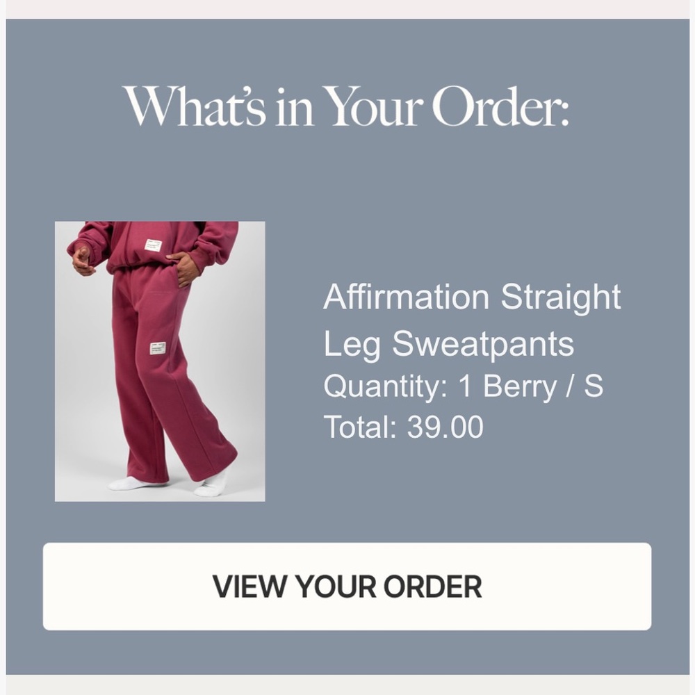 Affirmation Berry Straight Leg Sweatpants